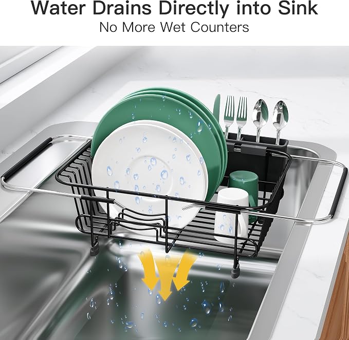 JASIWAY Black Dish Drying Rack in Sink - Image 6