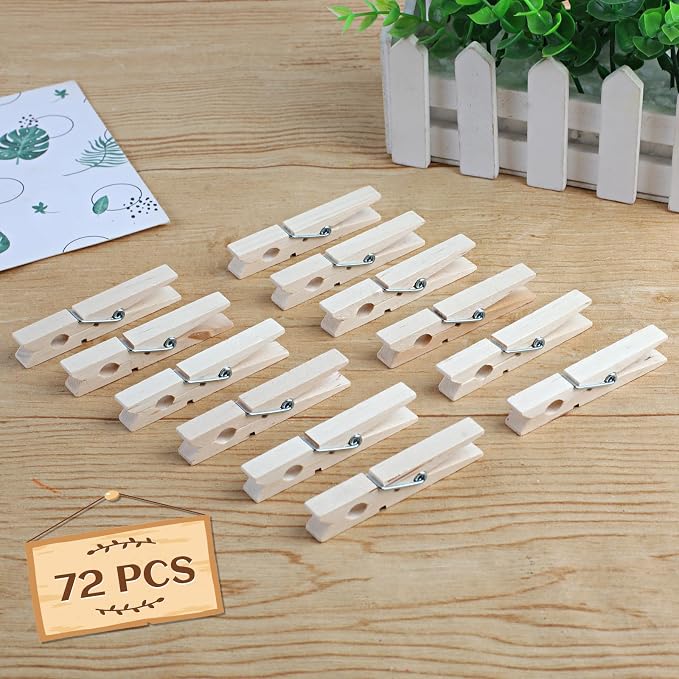 72 Pcs Wooden Clothes Pins, 2.9 Inch Clothes Pins - Image 5
