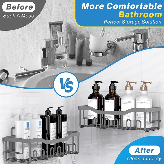 Shower Caddy 5 Pack, Adhesive Shower Organizer - Image 3