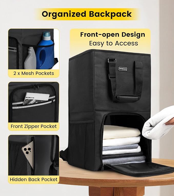Vorspack Laundry Backpack with Shoulder Straps, Extra Large Hamper, Structured - Image 3
