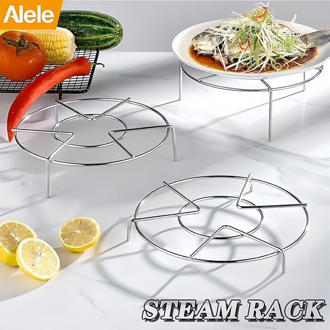 Alele Steam Rack 7Inch Trivet Stainless Steel Steaming Rack Electric Pressure Cooker steam Rack Stand for Instant Pot Pressure Cooker Food Heating 3Pack