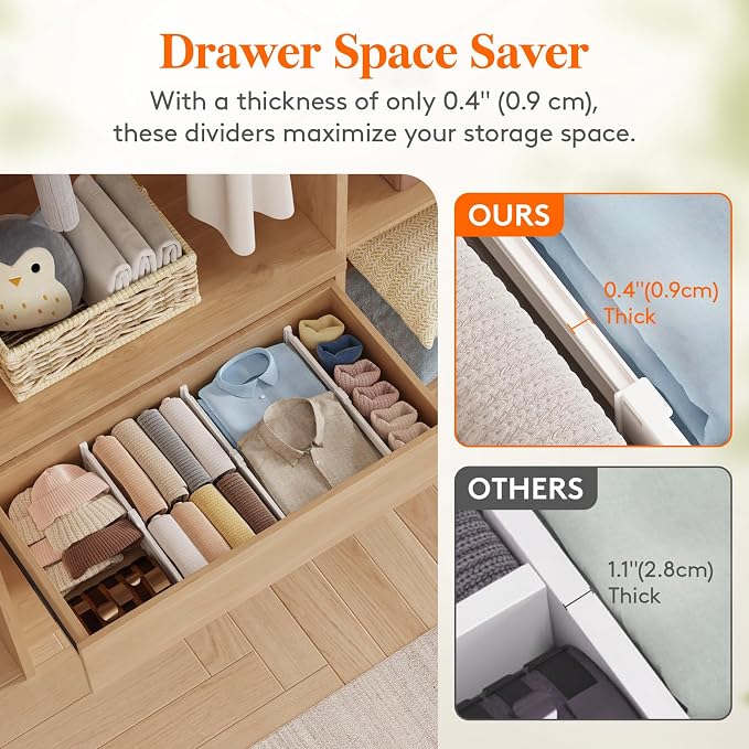 Lifewit 5 Pack 4" High Drawer Dividers, Adjustable Drawer Organizer Clothes | - Image 7
