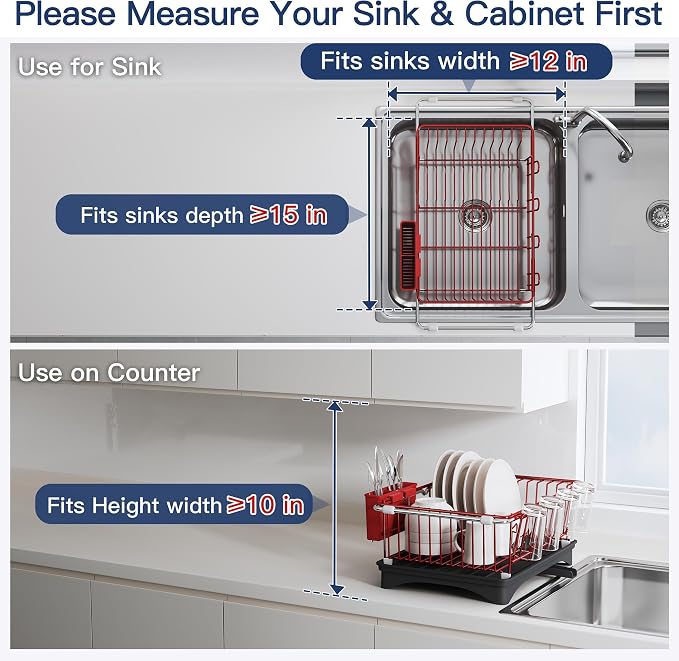 JASIWAY Red Dish Drying Rack in Sink - Image 3