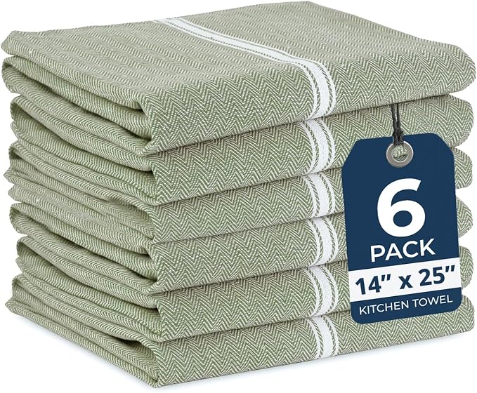 LANE LINEN Dish Towels for Kitchen 100% Cotton Absorbent Lint-Free 6 Pack by LaneLinen