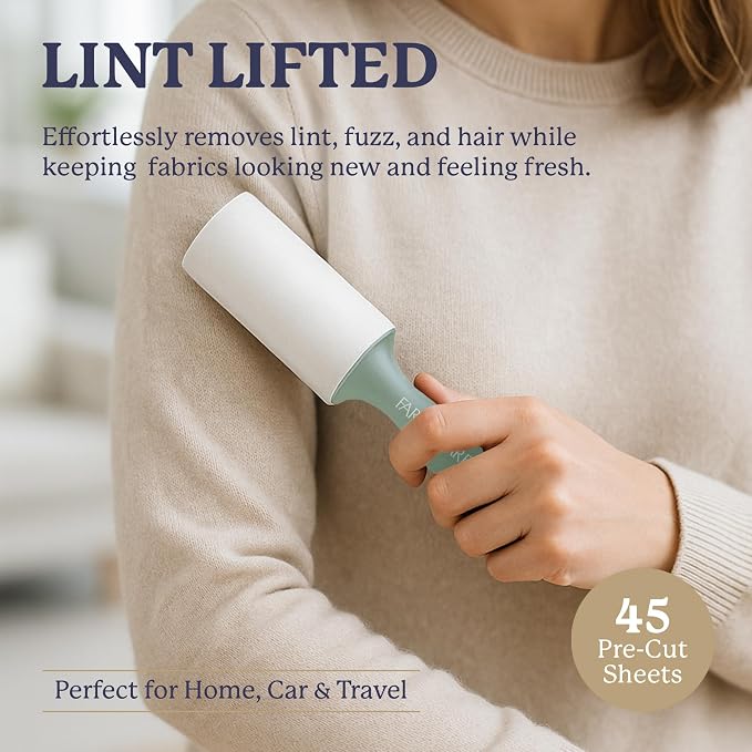Farberware Fabric Shaver & Lint Roller Set, Portable | Sticky sheets lift pet - Image 3