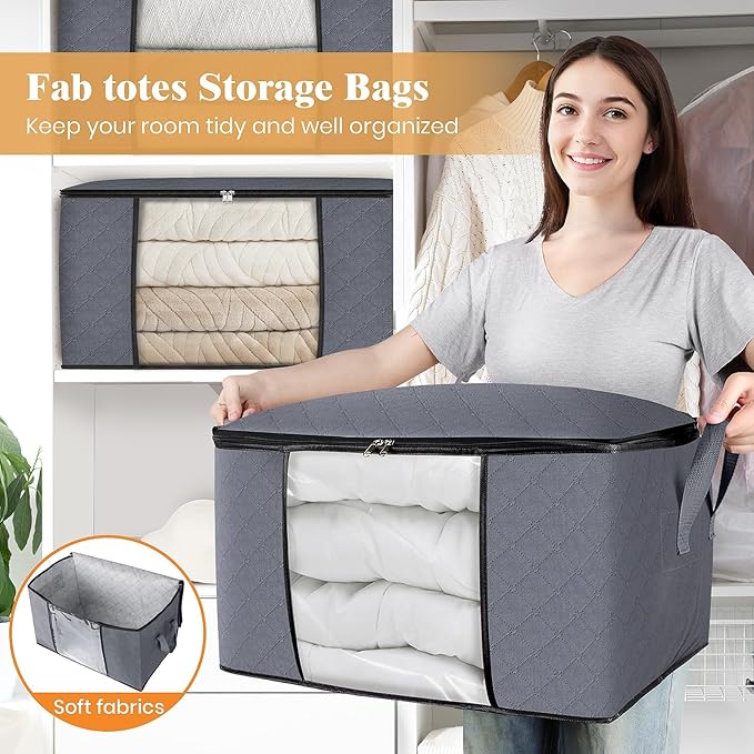 6 Pack Storage Bags for Clothes Blanket Storage Bins - Image 5