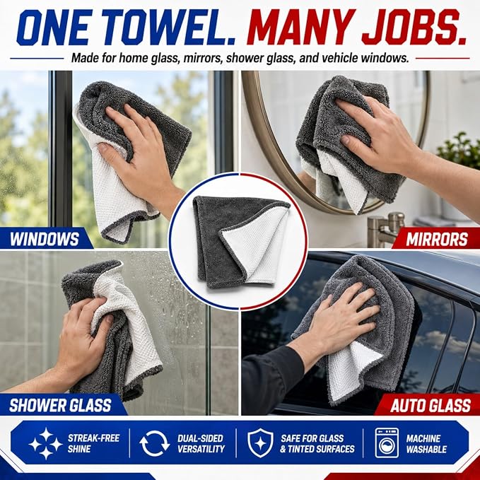 Hybrid Glass Microfiber Towel – Waffle Weave & Plush Dual Action Cleaning Cloth - Image 3