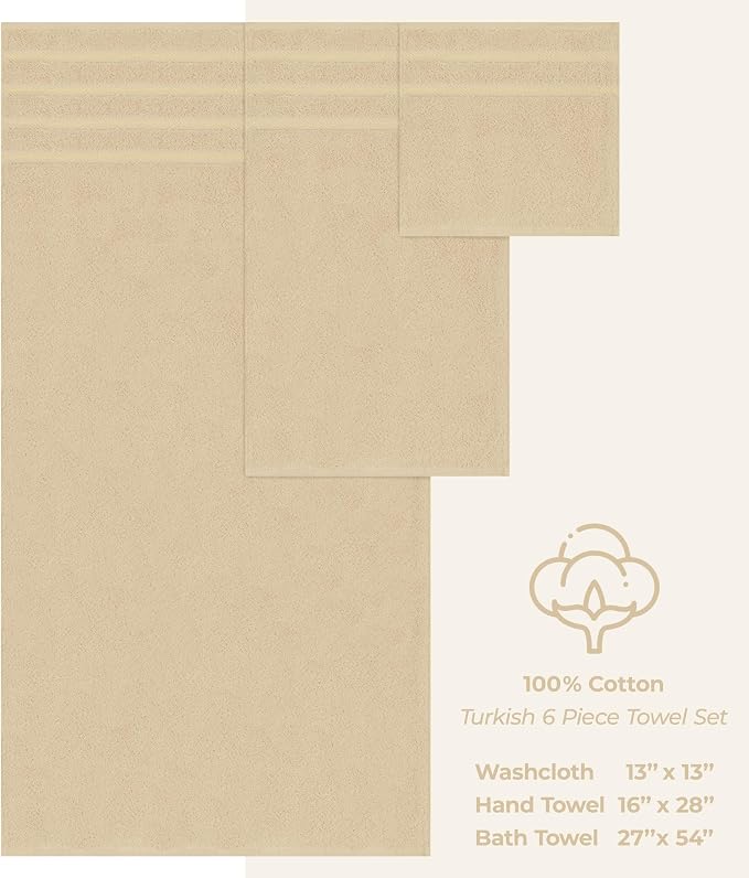American Soft Linen 100% Cotton Luxury Turkish Towels, 6 Piece Towel Set | Soft - Image 4