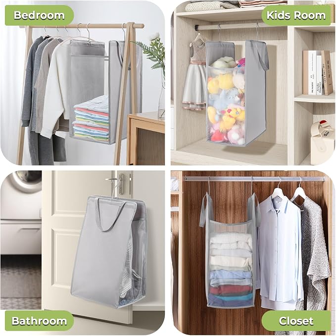 FENTEC 1 Pack Grey Hanging Laundry Hamper，Laundry Hamper Bag - Image 7