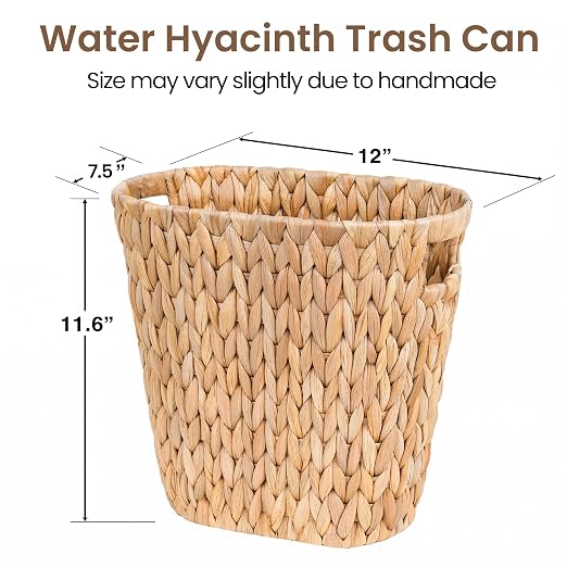 iEGrow 2 Pack Wicker Trash Can, Wicker Waste Basket - Image 4