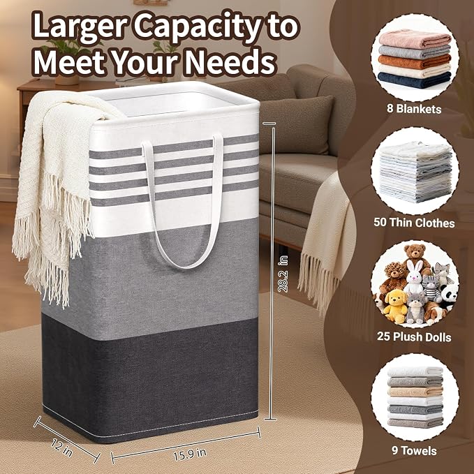 WOWBOX 2 Pack Laundry Baskets, Collapsible Dirty Clothes Laundry Hampers - Image 2