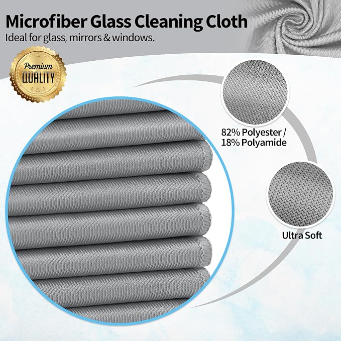 Microfiber Cleaning Cloth, 12 Pack Window Glasses Cleaning Cloth, Reusable - Image 2