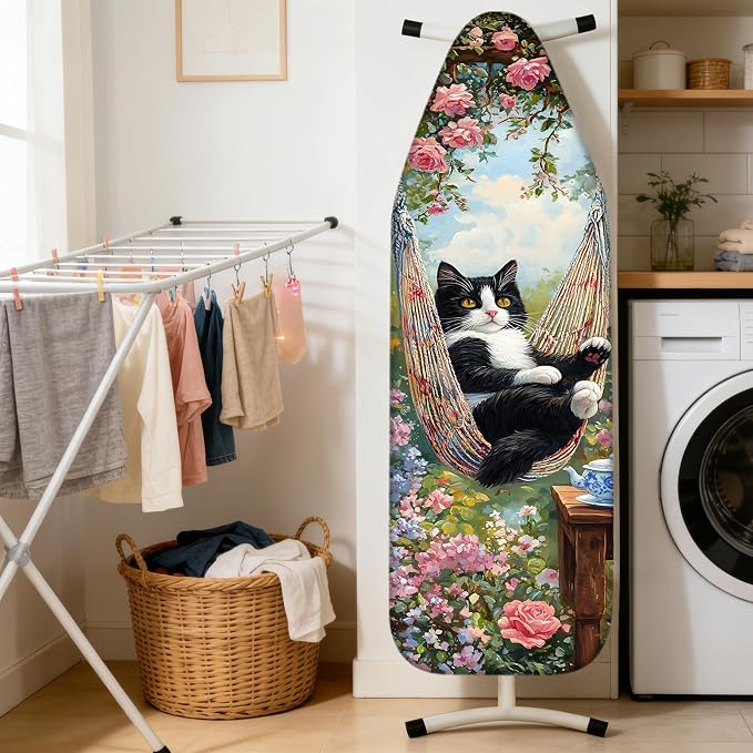 Nuxovilar Hammock Cat Cotton Ironing Board Cover 15x54 Fabric - Image 2