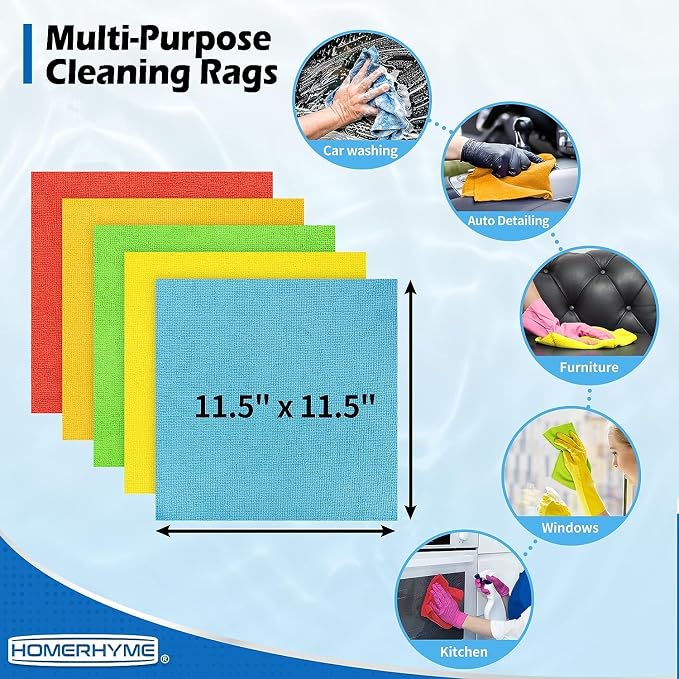 Microfiber Towels for Cars, 24 Pack Microfiber Cleaning Cloths, 11.5"*11.5" - Image 7