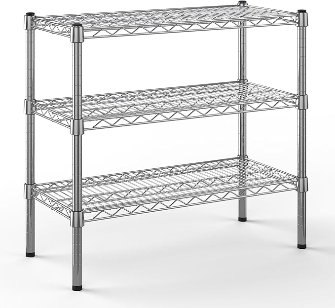 14" Deep x 30" Wide x 27" Height Wire Shelving Kit | 3-Tier | NSF Commercial Storage Rack Unit