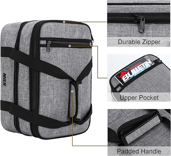 MIER Insulated Double Casserole Carrier Thermal Lunch Tote for Potluck Parties, Picnic, Beach, Fits 9 x 13 Inches Casserole Dish, Expandable by Mid Zipper, Gray