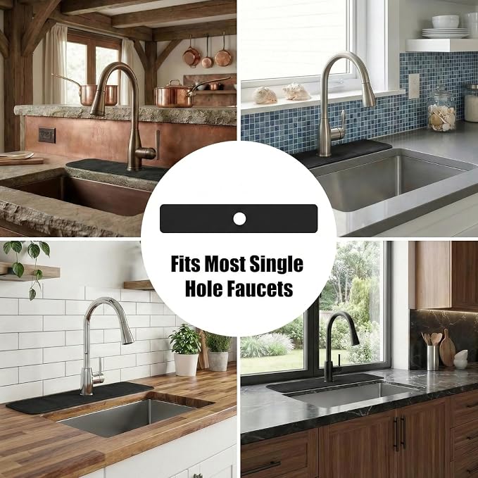 33 Lx5.5 W Long Kitchen Sink Faucet Mat: Customizable Black Splash Guard - Image 5