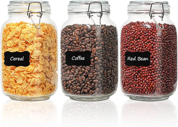 ComSaf Square Glass Canisters 51 oz 3 Pack by ComSaf
