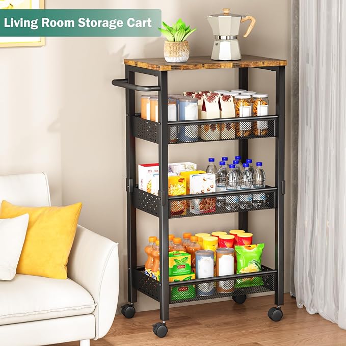 Vivihomety 4-Tier Laundry Utility Rolling Cart - Image 6