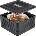 Restaurantware-Cater Tek 14 Quart Catering Hot Box, 1 Top Load Insulated Food Pan Carrier - Holds 1 Full Size 8” Deep Pan, Collapsible, Black EPP Plastic Food Box With Handles, Portable, For Buffet