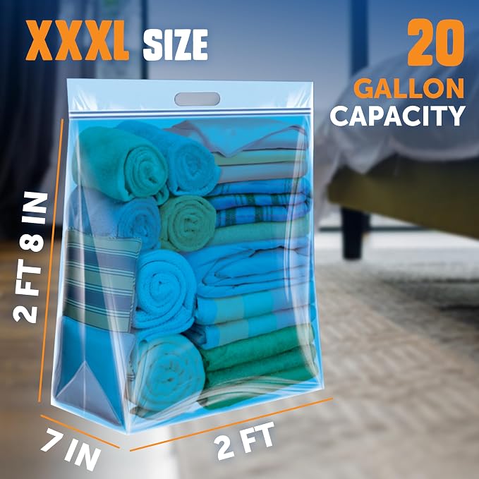 Ziploc Big Bags 20 Gallon XXXL, Reusable Large-Capacity Plastic Storage Bags - Image 2