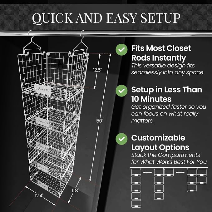 DECOLURE 5-Tier Adjustable Hanging Closet Organizer – Maximize Hanging Storage - Image 2