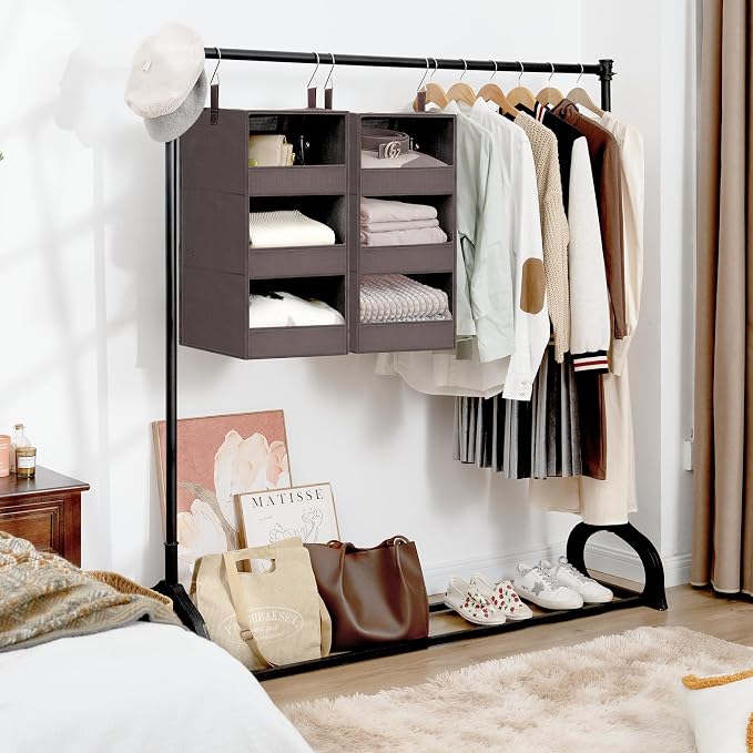 GRANNY SAYS 3-Shelf Hanging Closet Organizer, Foldable Storage, Dark Brown | 33 - Image 2