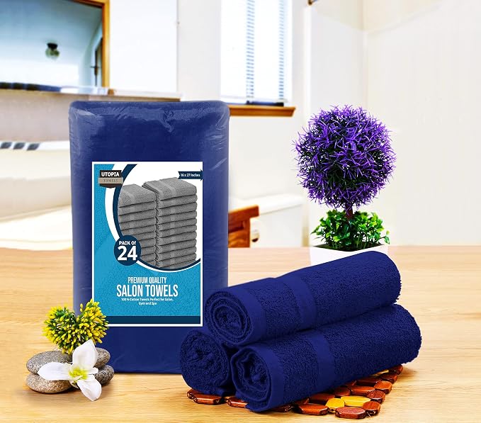 Utopia Towels Salon Towels, 16x27 in, 100% Cotton, Royal Blue | Highly - Image 2