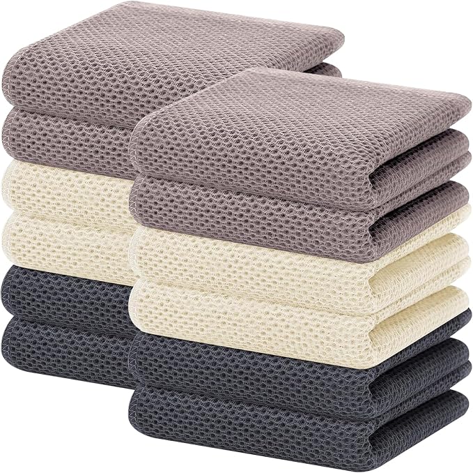 Homaxy 100% Cotton Waffle Weave Kitchen Dish Towels 12-Pack, Mixed Color | 13 x by Homaxy