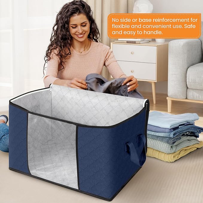 90L Clothes Storage, Foldable Thick Fabric Blanket Storage Bags | Foldable - Image 3