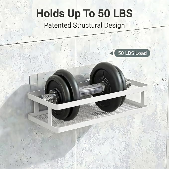 PUSDON 2-Pack Minimalist Shower Caddy Wall Mount, Open Frame Bathroom Shelf - Image 5
