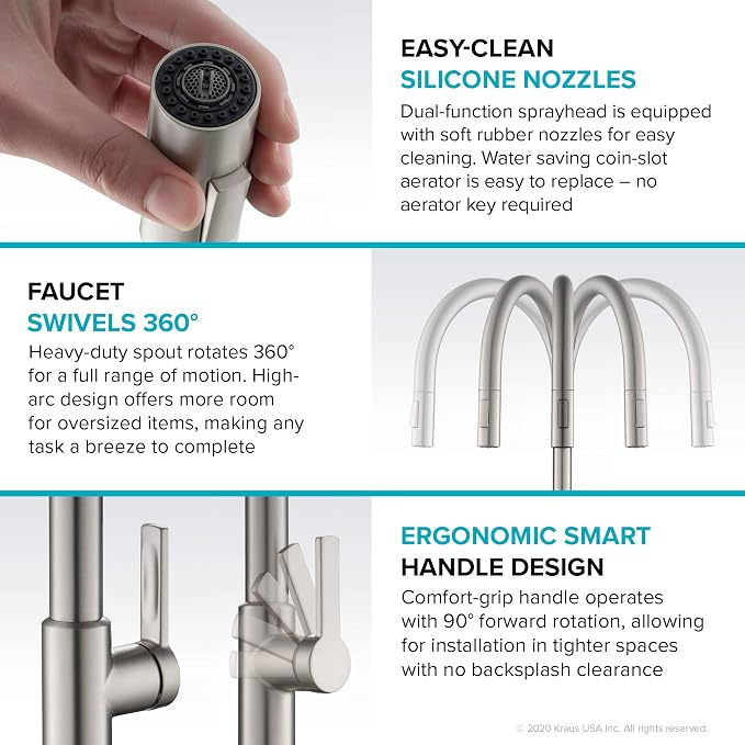 KRAUS Champagne Bronze Pull Down Kitchen Faucet KPF-2820SFACB | 360-degree - Image 10