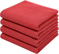 Homaxy 100% Cotton Waffle Weave Kitchen Dish Towels 4-Pack, Brick Red | 13 x 28 by Homaxy