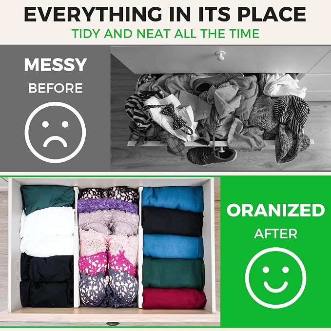 4 Pack Bamboo Drawer Dividers Organizer - Image 4