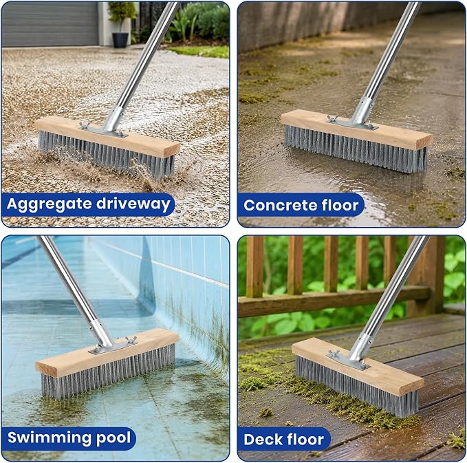 Stainless Steel Deck Scrub Brush, Outdoor Broom - Image 6