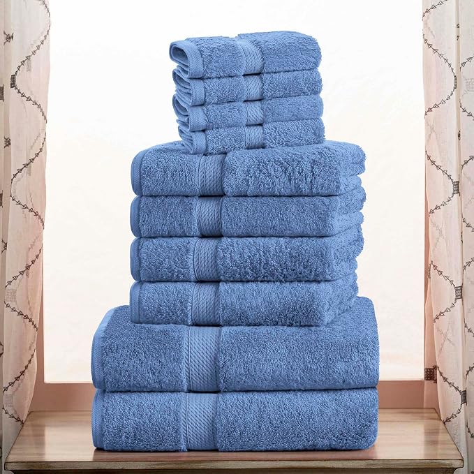 SUPERIOR Egyptian Cotton Ultra Plush & Absorbent, 10 Piece Set, Denim Blue | by SUPERIOR