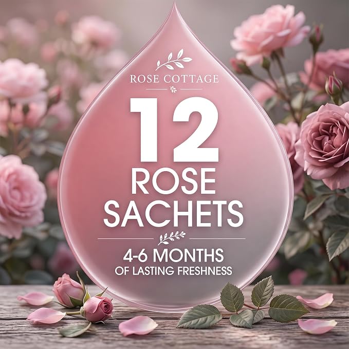 Large 12 Packs Rose Hanging Scented Sachets Long-Lasting Closet Deodorizer Air - Image 6