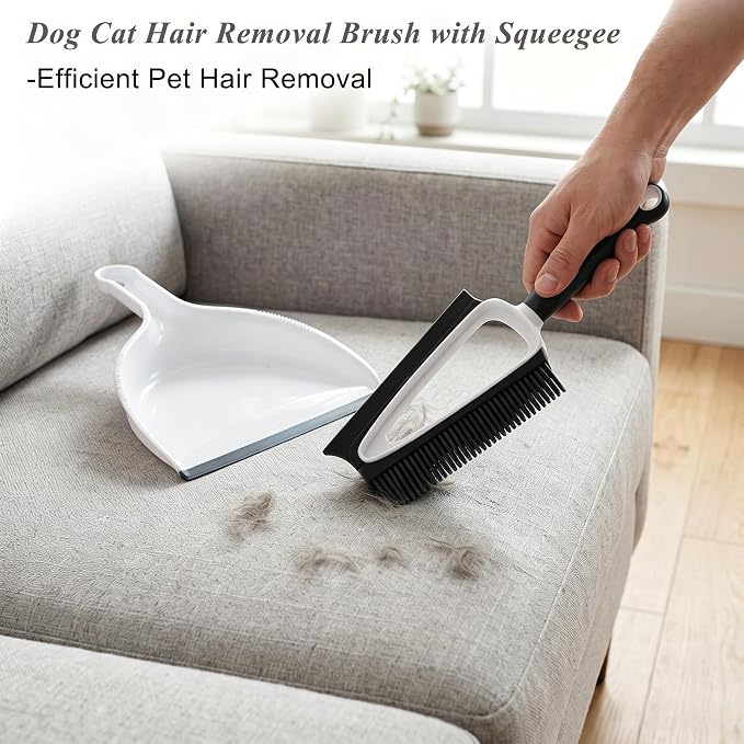 Pet Hair Removal Brush with Mini Dustpan – Double Sided, Soft Rubber - Image 3