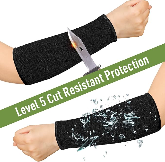 Sintege 3 Pairs Arm Protectors for Thin Skin and Bruising Cut Resistant Forearm Sleeve Level 5 Arm Burn Protection Sleeve (Black, Grey, Green,7.9 Inch)