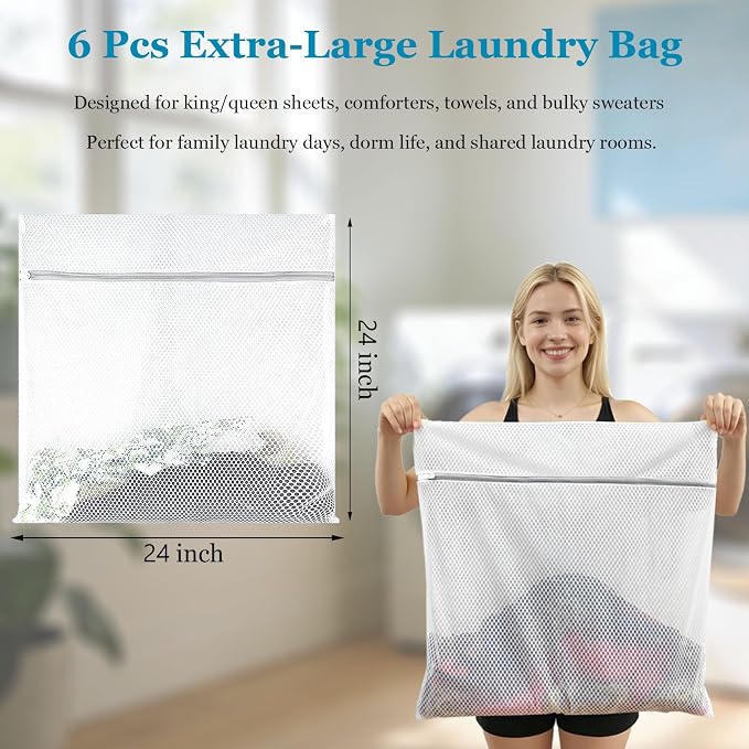 6 Pack XX-Large Mesh Laundry Bags - Image 6