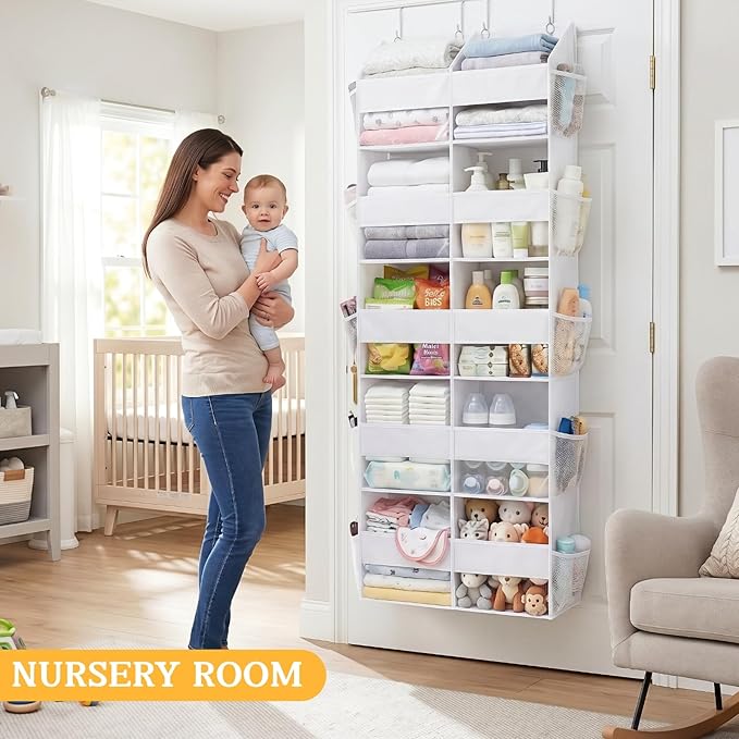 Over The Door Organizer 5 Tiers, Extra Large Behind Door Storage of 10 - Image 7