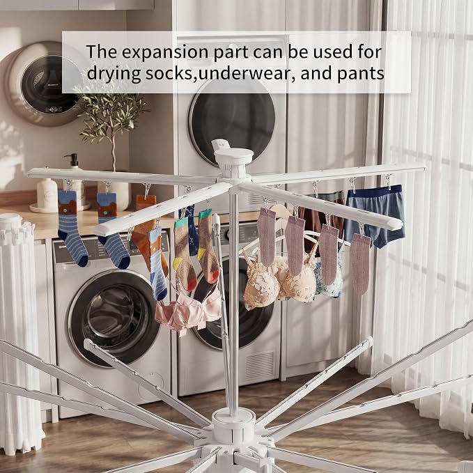 RFOUO Foldable Clothes Drying Rack Aluminum 4 Legs 16 Rods Double Layer | - Image 6
