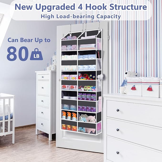 2 Pack - Over The Door Organizer 5 Tiers, Extra Large Behind Door Storage of 10 - Image 4