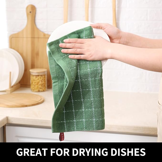 Homaxy 100% Cotton Terry Kitchen Dish Cloths, 18 Pack, Grass Green - Image 4