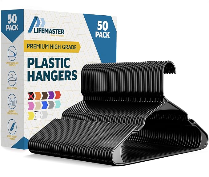Lifemaster Plastic Clothes Hanger Set by LIFEMASTER