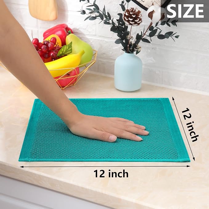 Homaxy 100% Cotton Waffle Weave Kitchen Dish Cloths 24-Pack, Teal | 12 x 12 - Image 5