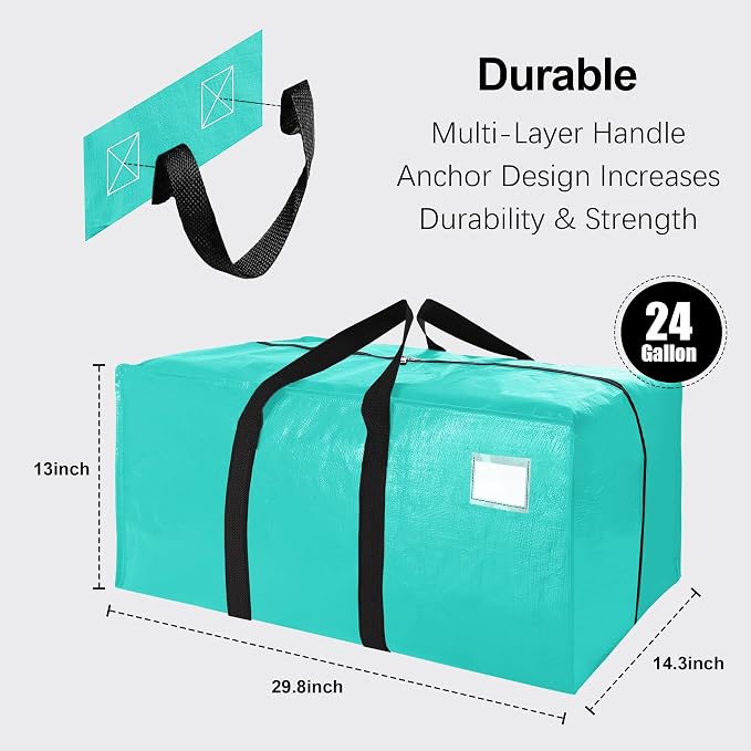 VELVETSURE 6 Pack Heavy Duty Large Moving Bags W/Backpack Straps - Image 2