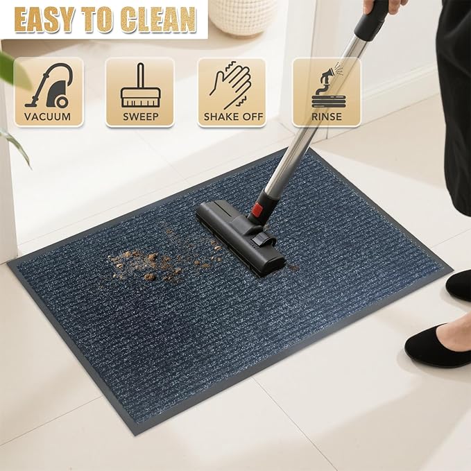 Front Door Mat,3'x5'Indoor Outdoor Door Mat,Heavy Duty Durable Welcome,Commercial Floor Mats Inside Outside Entrance, Waterproof All-Season, All-Weather Non Slip Backing Doormat for Entryway,Black