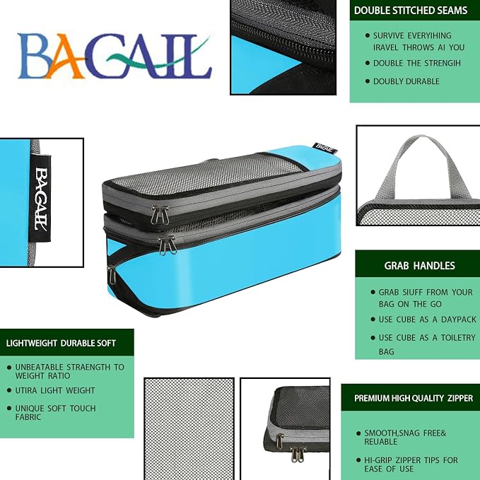 BAGAIL 4 Set/6 Set/8 Set Compression Packing Cubes Travel Accessories - Image 4