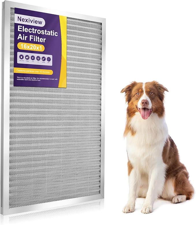 16x20x1 Furnace Filter-MERV8, Washable & Reusable Electrostatic Air Filter, AC/HVAC Furnace Filter, Permanent Air Filter, Breathe Fresher, Easy Install
